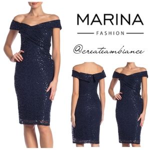 Marina Sequins Lace Dress